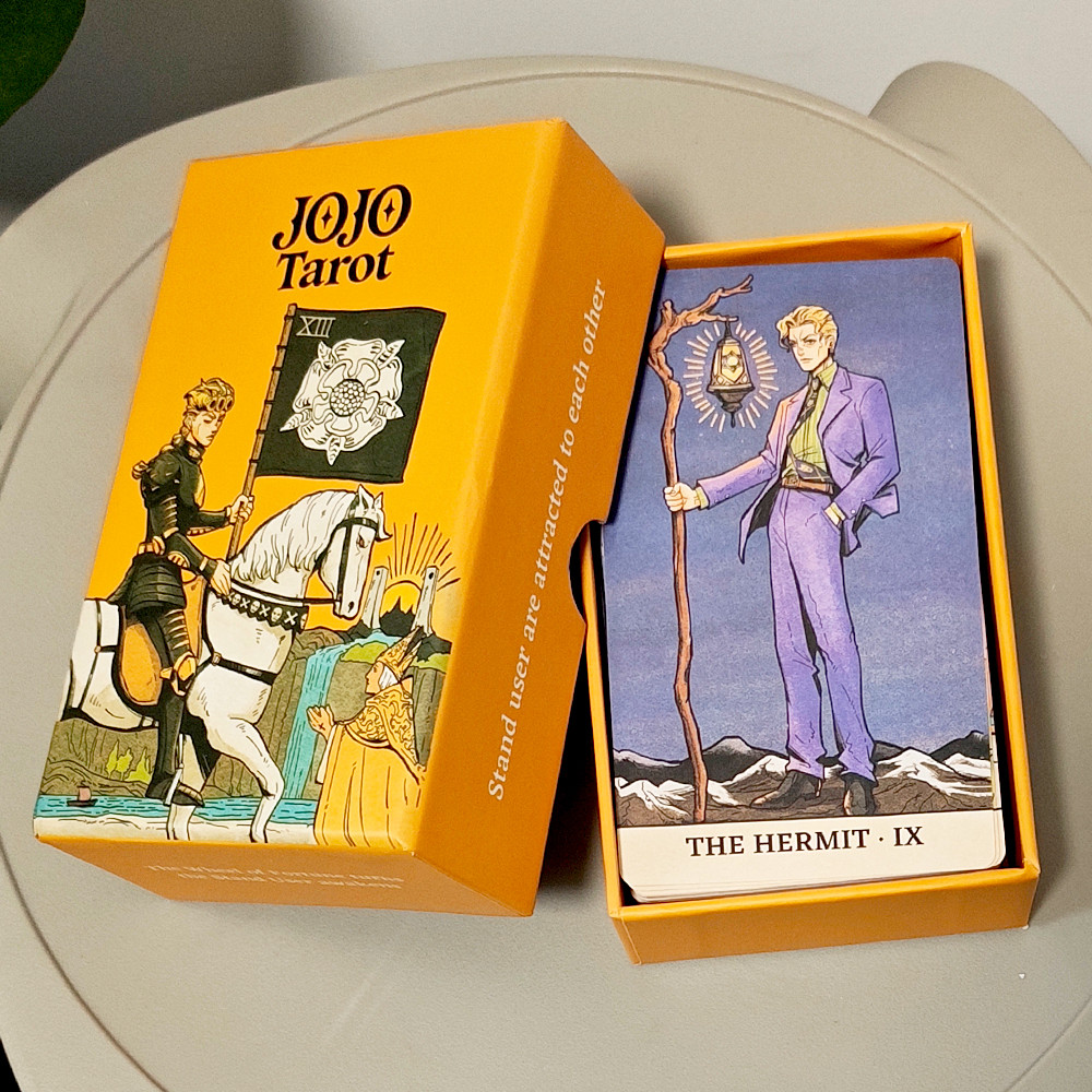 JOJO Tarot Cards Deck in Rigid Box 12*7cm , 80 Pcs Double-Sided Embossed Anime Tarot Cards Bizarre A