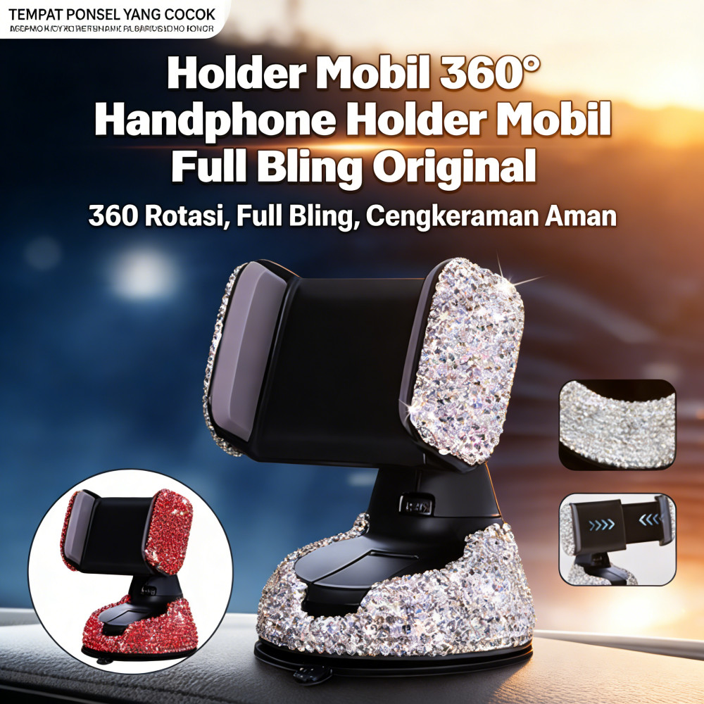 Holder mobil full bling handphone mobil 360° universal holder hp mobil original / holder mobil / Mob