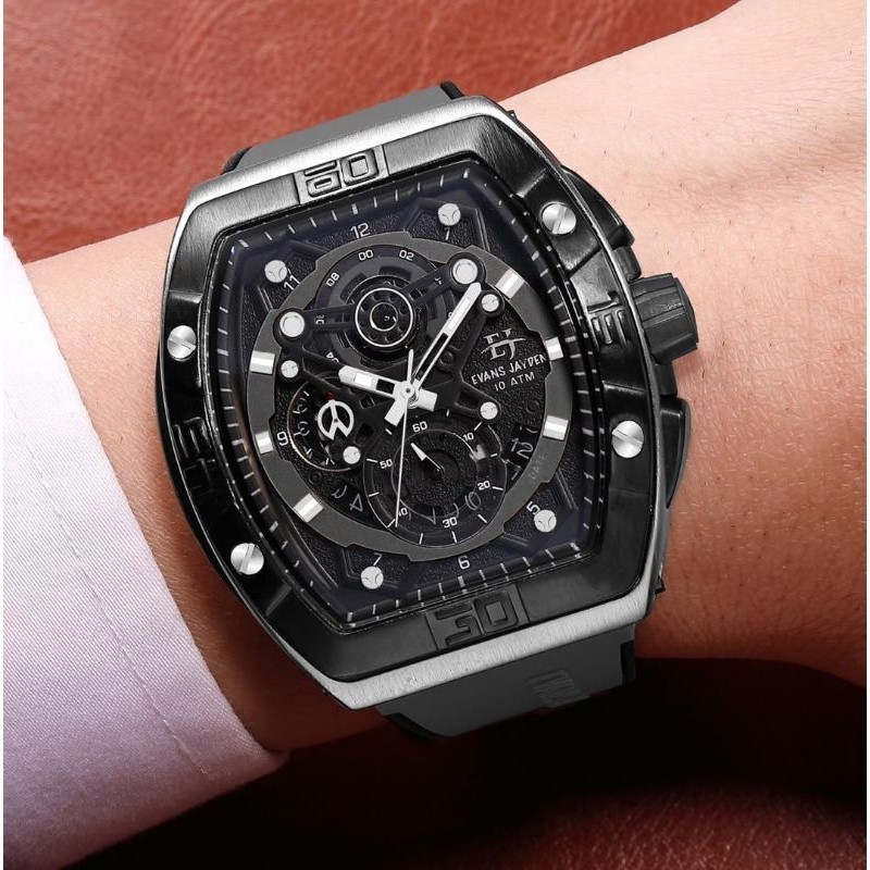 BUY 1 GET 1..JAM TANGAN PRIA EVANS JAYDEN ORIGINAL 9549 RUBBER