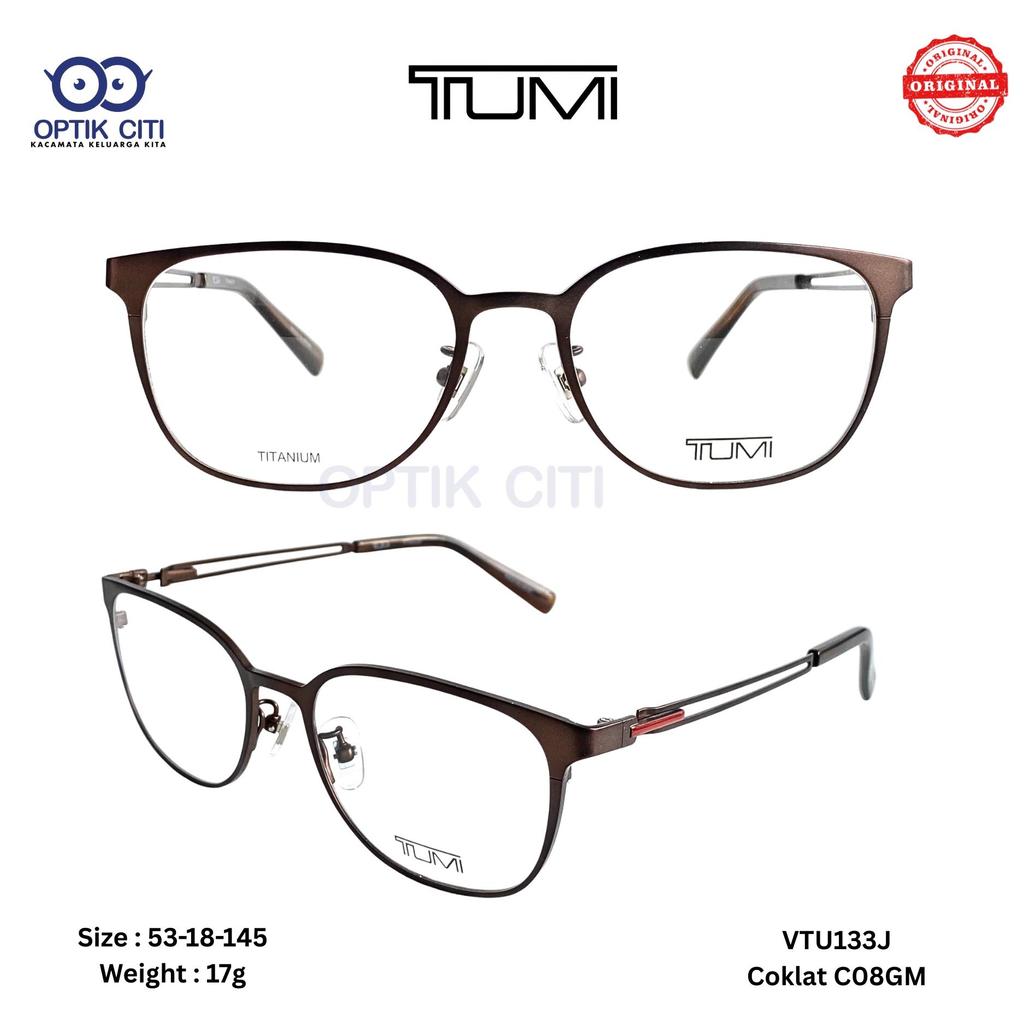 Frame Kacamata Pria Wanita Tumi VTU 133 J - Coklat - C 08 GM Bulat Original