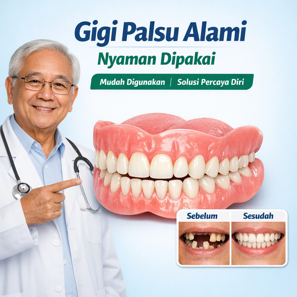 [COD]Set Gigi Palsu Rahang Penuh / Full Dental Denture Dukungan Tulang / Rahang Atas Premium / Senyu