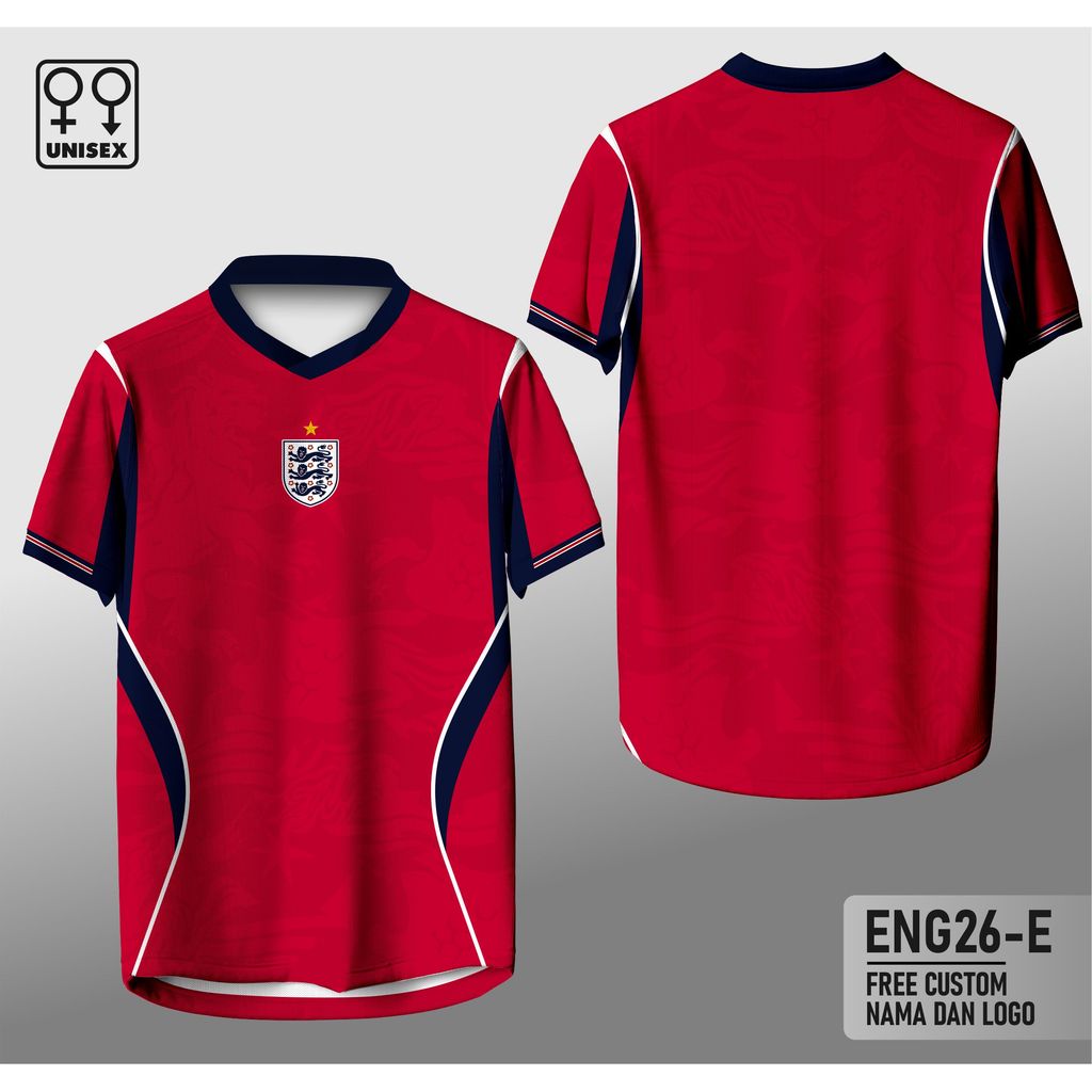 Jersey Timnas Inggris Away Piala Dunia 2026 Atasan Free Custom Nama Dan Nomor ENG26-E