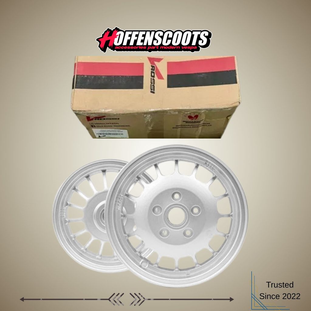 Velg VROSSI Uno Silver Set Depan Belakang Ring 10 Vespa S LX LXV 2V 3V iGET