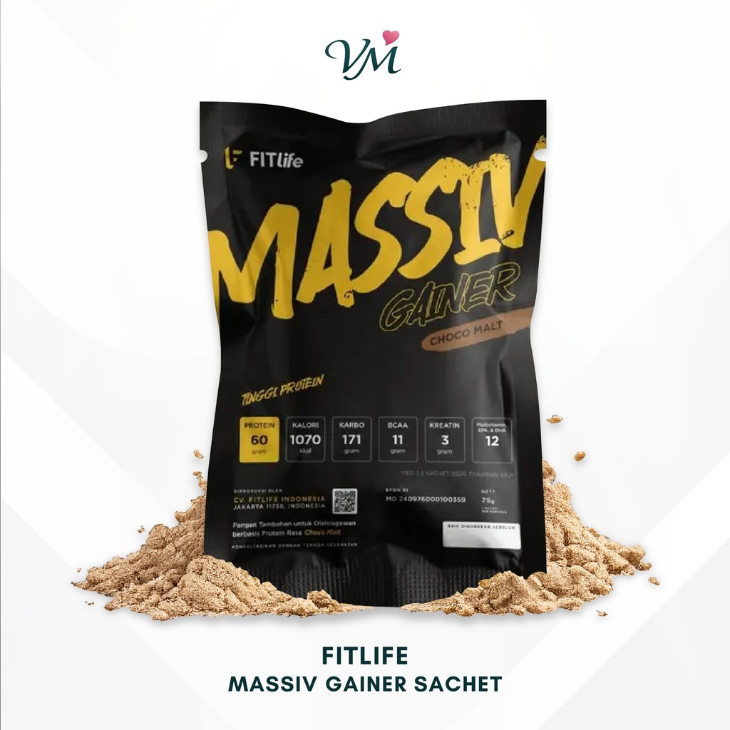 FITlife Massiv Gainer Sachet MPro Upgraded Susu Penambah Berat Badan Tinggi Protein
