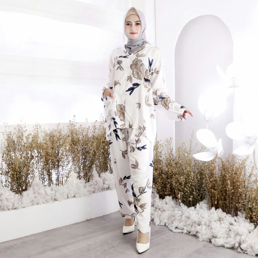 Piyama Baju tidur Set Tie Dye Wanita baju & Celana Panjang selvia PP Jumbo Motif Daun | BJ5