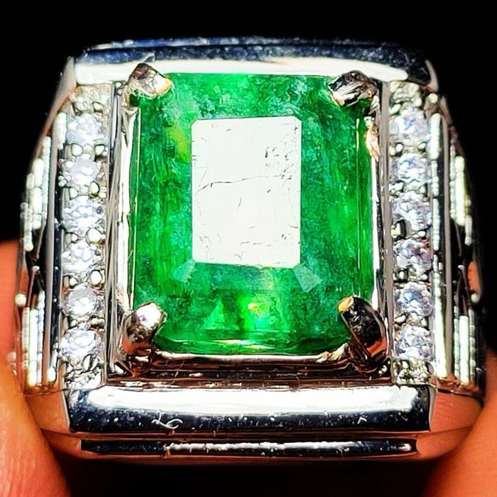 CINCIN ZAMRUD COLOMBIA NATURAL CUTTING OCTAGON SIAP PAKAI JGART