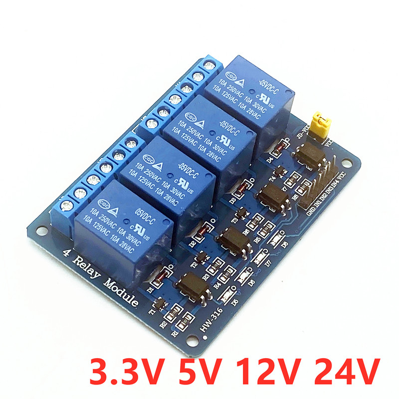 3.3V 5V 12V 24V 4 Channel Relay Module High and low Level Trigger Dual Optocoupler Isolation Relay M