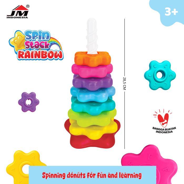 MAINAN EDUKASI ANAK RODA PUTAR SPIN WHEEL  MAINAN EDUKASI MEMASUKKAN RING KE TIANG - spin stack rain