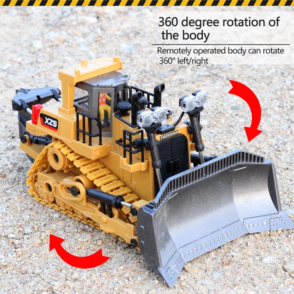 ReadyMainan Bulldozer Remote Control Bulldozer RC Mainan Mobil Kontruksi Front Loader Lampu +Suara M