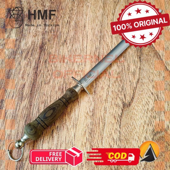 sharpening steel pengasah pisau hmf 25 cm oval biru made in turki original - Kayu -biker