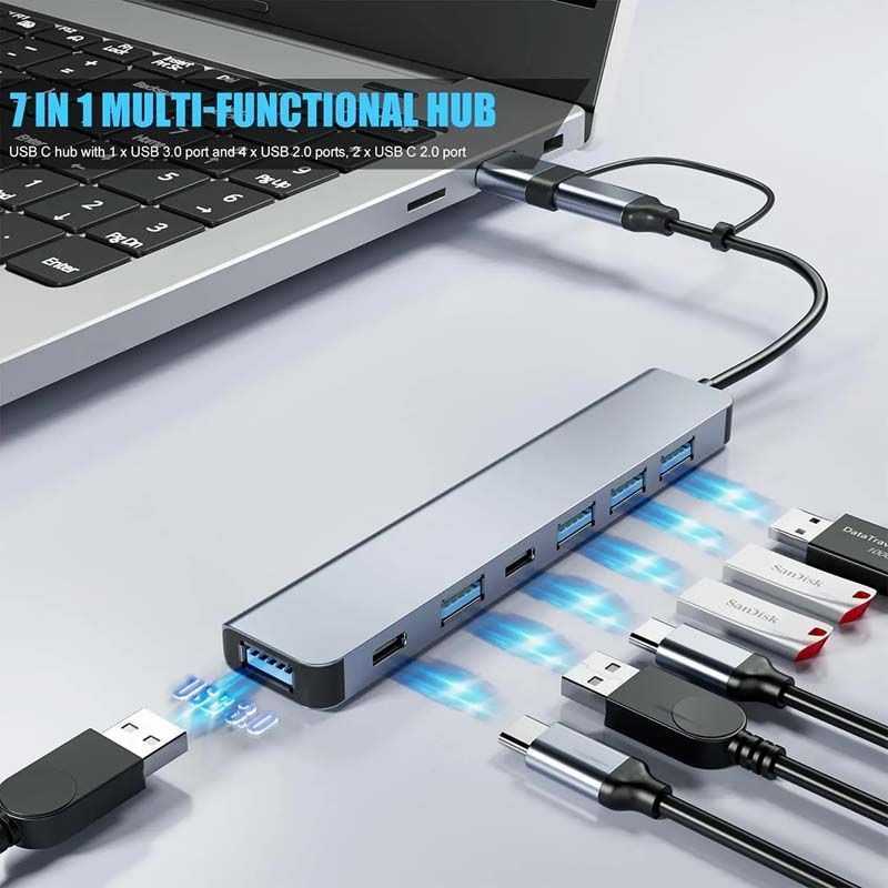 [TERMURAH] GENERIS USB Hub Type C Cabang 7 Port GEN23 Multifungsi Komputer