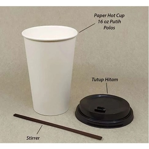 BH PAPER CUP 16oz POLOS PAPER CUP TINGGI SEDANG + TUTUP ANEKA BENTUK PAPER CUP POLOS 16oz
