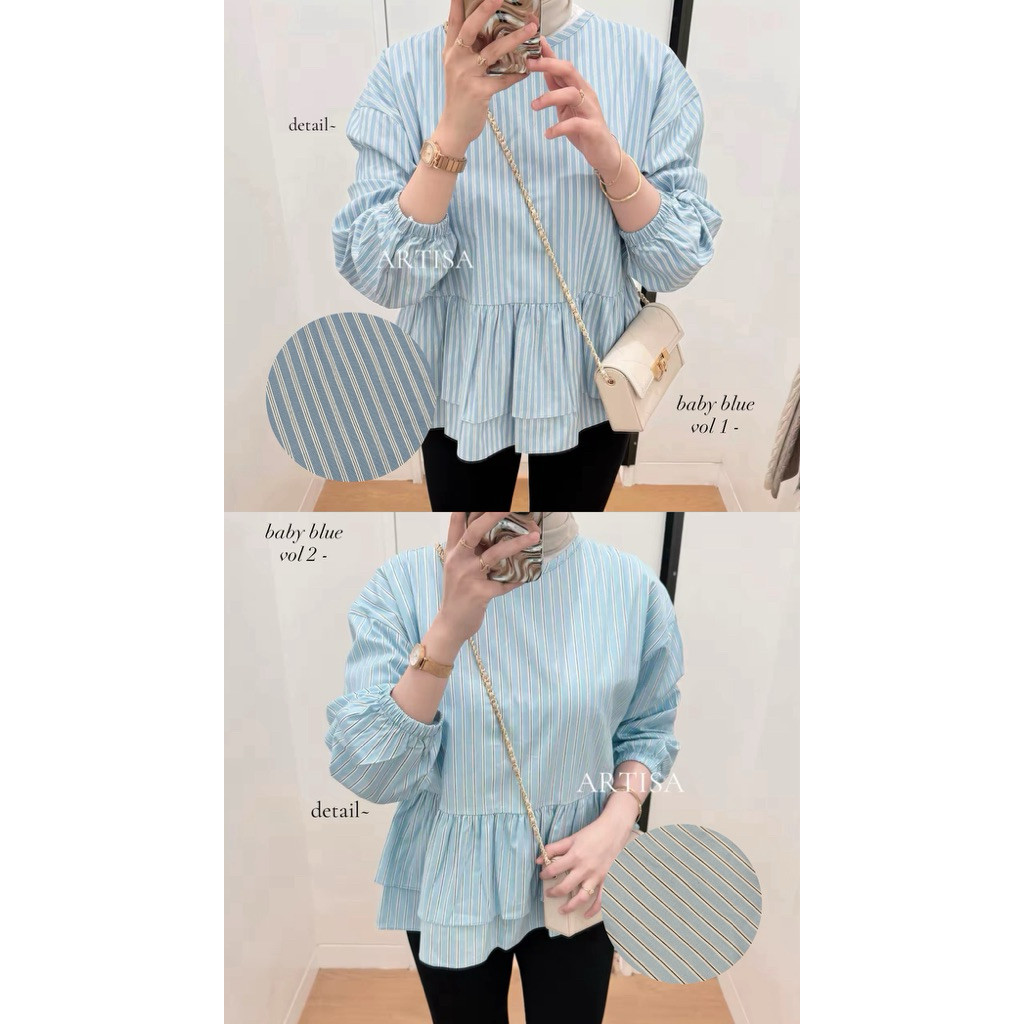 AANTOI SELLER Artisa - Blouse Baby Doll - Blouse Stripe - Blouse Wanita