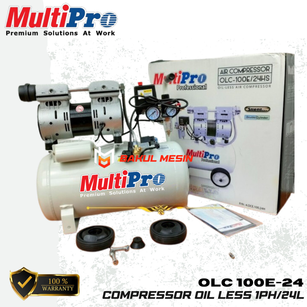 kompresor listrik 1hp 24L multipro OLC 100E-24 compressor oil less