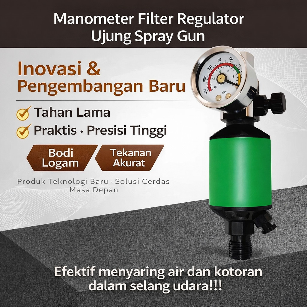 Regulator Tekanan Angin Spray Gun + Filter Udara & Oli | Pressure Gauge Cat Semprot | Air Regulator 