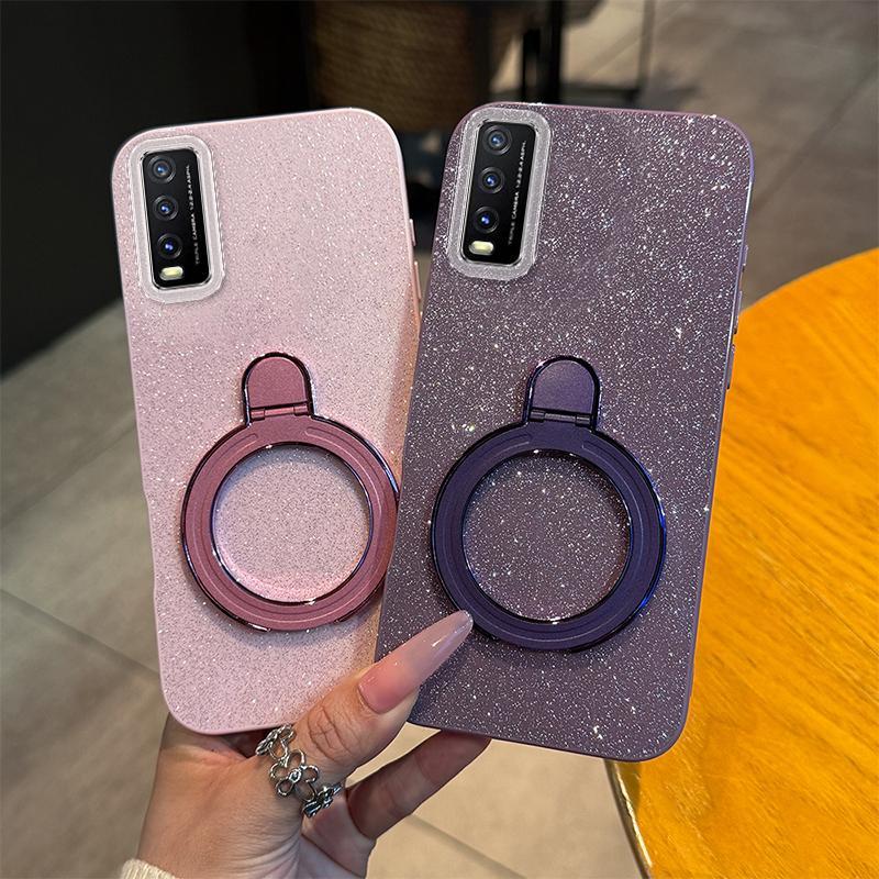 Soft Silikon Casing Hp Untuk Vivo Y12a Case Untuk VIVOY12a V2102 Softcase Glitter Dengan Magnetik Br