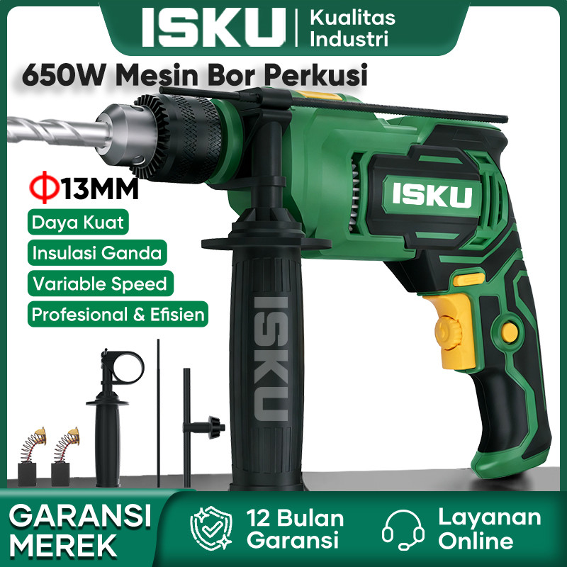 ISKU Bor Listrik 13mm Mesin Bor Bor Impact Bolak Balik Bor Listrik Impact Impact Drill