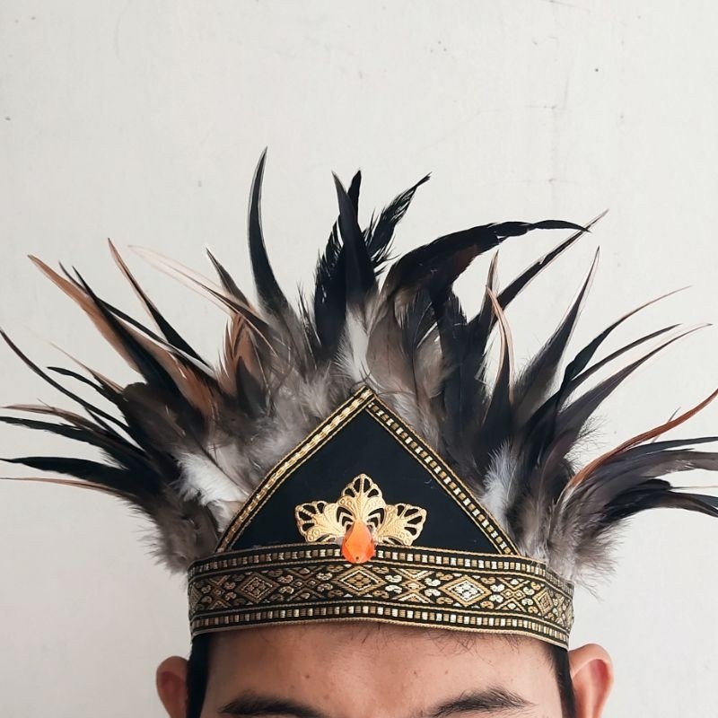 Hiasan Kepala Bulu Kerang Mahkota bulu untuk tari dan Karnaval aksesoris baju adat Kalimantan dan Pa