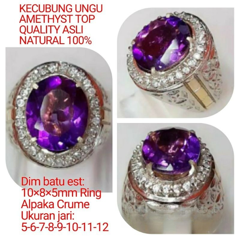 CINCIN BATU PERMATA KECUBUNG TOP QUALITY ASLI NATURAL 100%