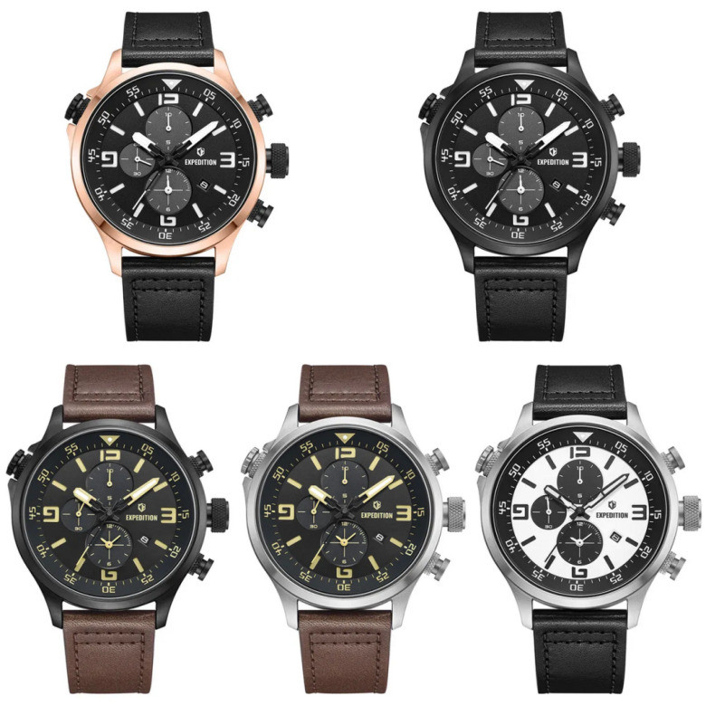 Jam Tangan Pria Expedition EXP 6318 / E6318 / 6318 Leather Original Garansi 1 Tahun