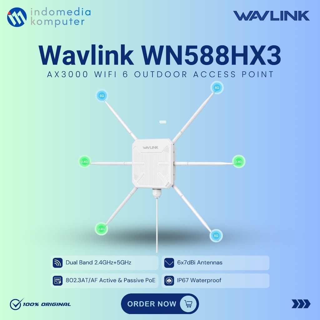 WAVLINK WN-588HX3 AX3000 WIFI6 OUTDOOR DUAL BAND AP 6 ANTENA WAVLINK WN-588HX3 AX3000 WIFI6 OUTDOOR 