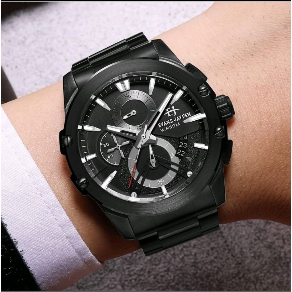 BUY 1 GET 1JAM TANGAN PRIA ORIGINAL CHRONO AKTIF SEMUA EVANS JAYDEN 9615 RT