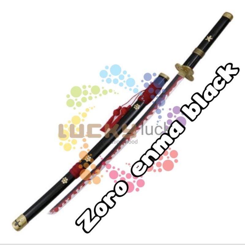 mainan pedang kayu enma black anime cosplay