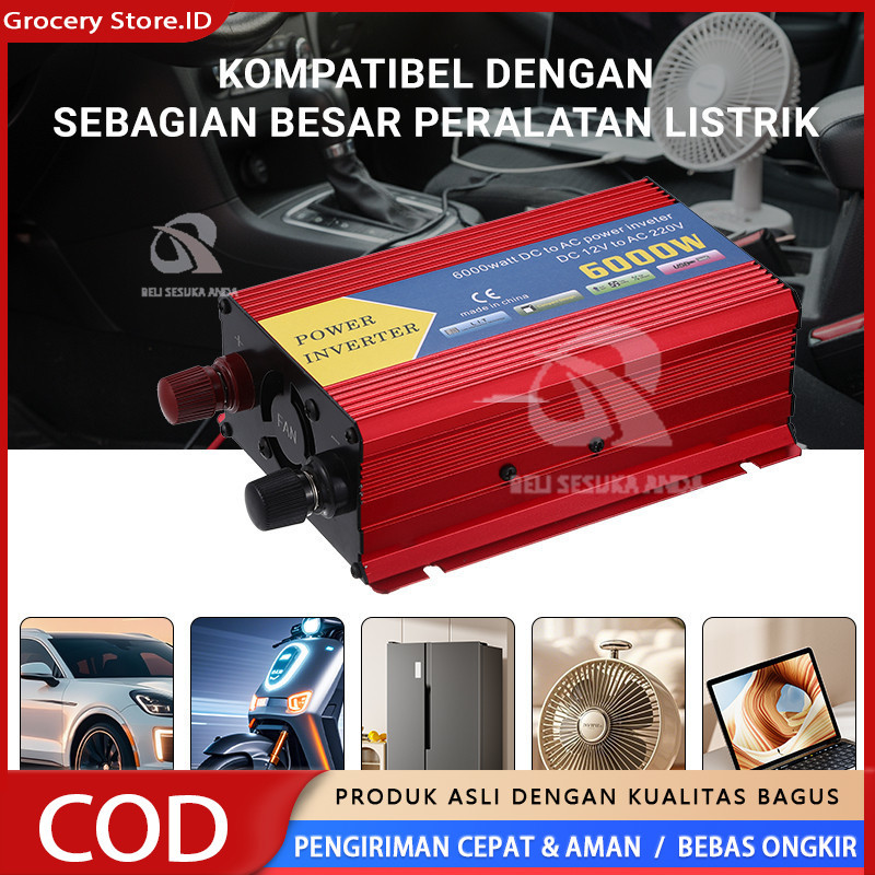 Inverter 6000 Watt Power Inverter DC AC Aki Listrik Serbaguna Besaar 6000W Universal Inverter Mobil