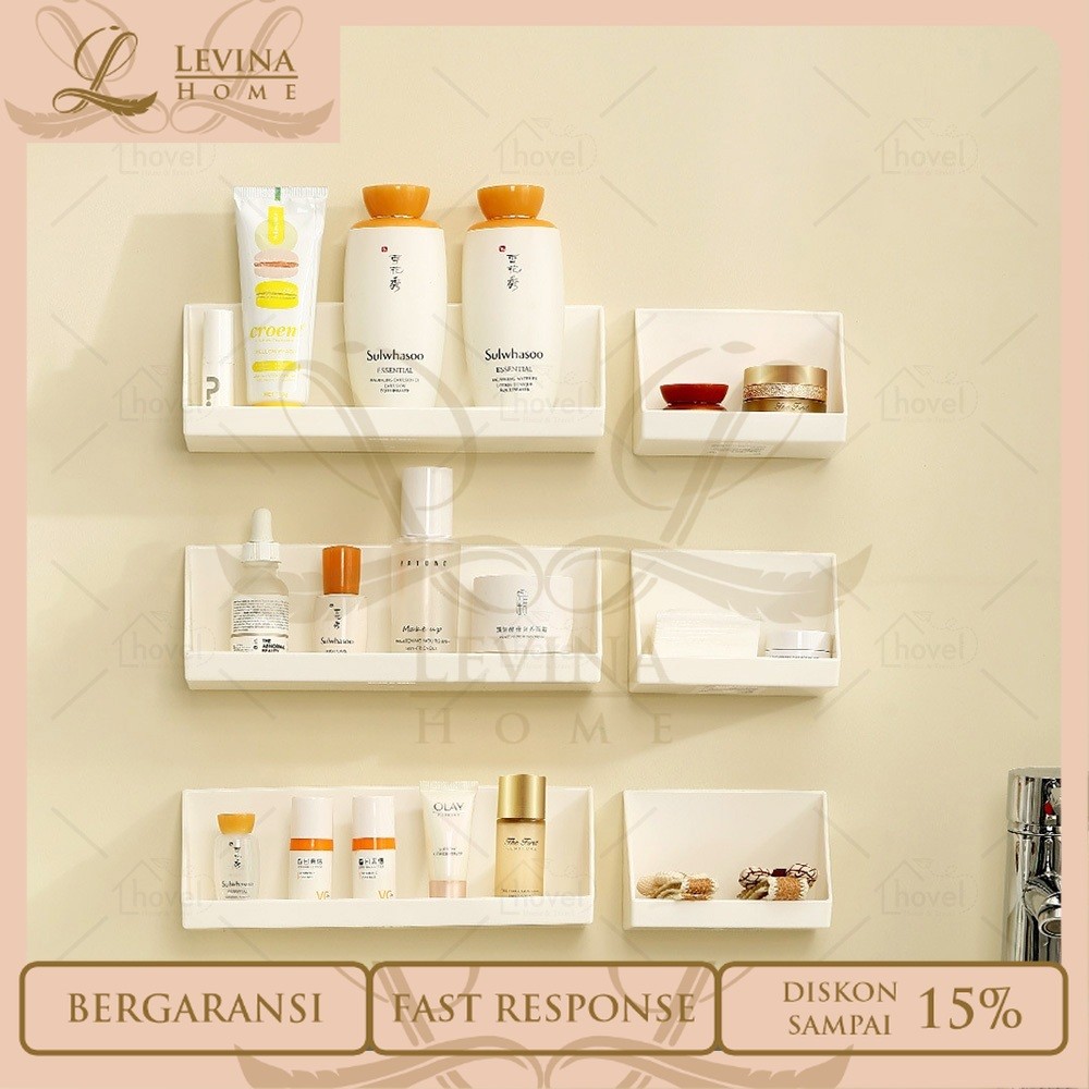 Tempat Kosmetik Gantung Rak Skincare Dinding Tempel Minimalis Aesthetic Multifungsi [Levina Home]