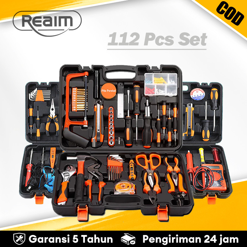 HappymeStore -  Toolset 112PCS Set Toolbox Alat Rumah Tangga  kunci set tukang alat RUMAH multifungs