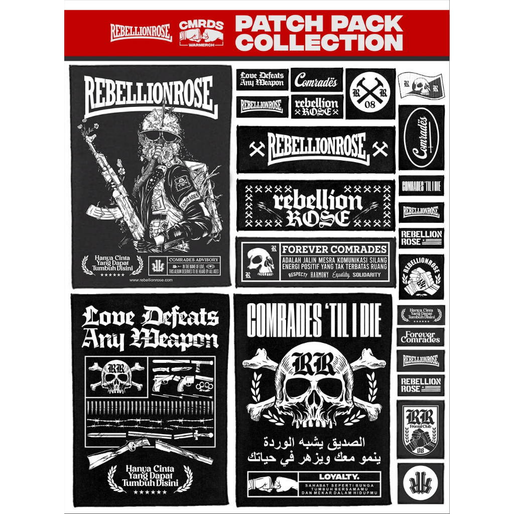 READY STOCK - PATCH PACK Rebellion Rose ORIGINAL EMBLEM BAND MUSIC BACK LONG REBELLIONROSE CMRDS