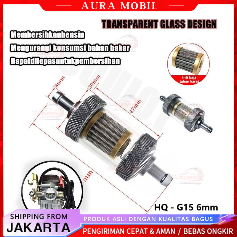 COD Filter Bensin Transparan CNC titanium Filter bensin traansparan EYGL selang bensin toyospring Un