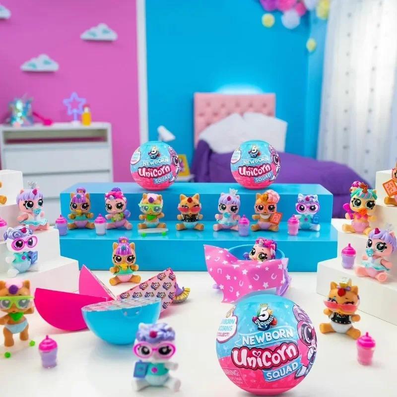 Surprise 5 Capsule Toys Newborn Unicorn Squad Mini Rainbocorn Blind Box Surprise Ball Anime Figure C