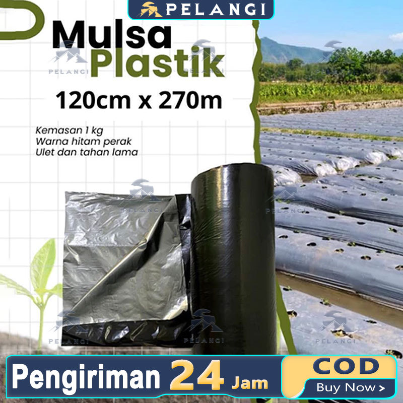 Per Roll Mulsa Hitam Perak Lebar 60cm-120cm/Mulsa Hitam Perak 1 Roll Panjang 250meter/Mulsa Hitam Pe