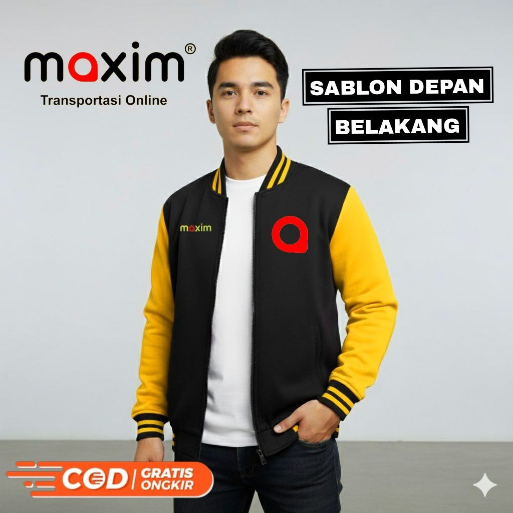 (Okto66 shop) Jaket Baseball Zipper Ojol Ojek online MAXIM Grab Terbaru