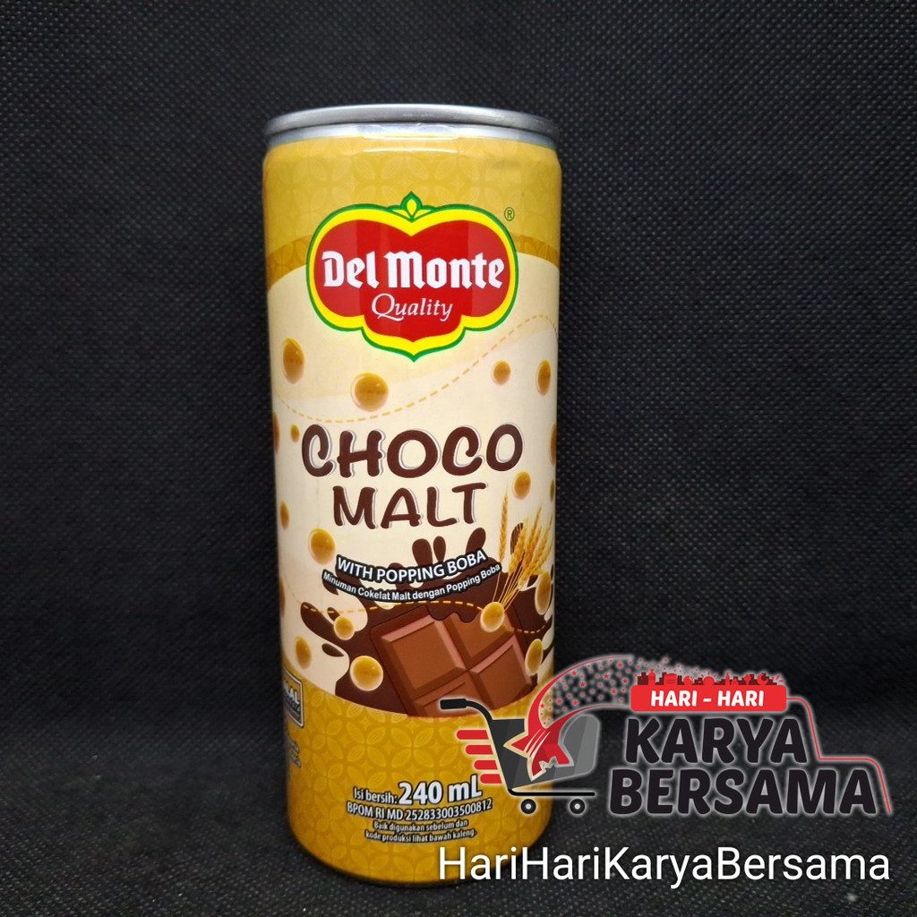 MINUMAN RINGAN DEL MONTE CHOCO MALT WITH POPPING BOBA KALENG 240ML
