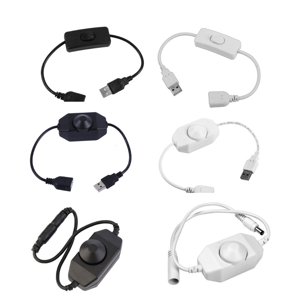 Sakelar Dimmer LED dengan Kenop USB 5V USB 12V 24V DC Sakelar Dimmer LED Inline ON OFF untuk Lampu S