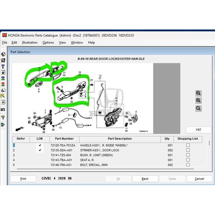 handle pintu tengah civic turbo 2019 2020 ori - kanan PASSSS