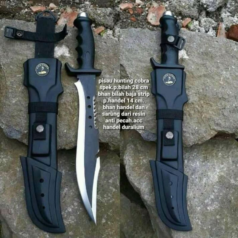 Pisau Hunting Survival Knop Panjang Total 40cm
