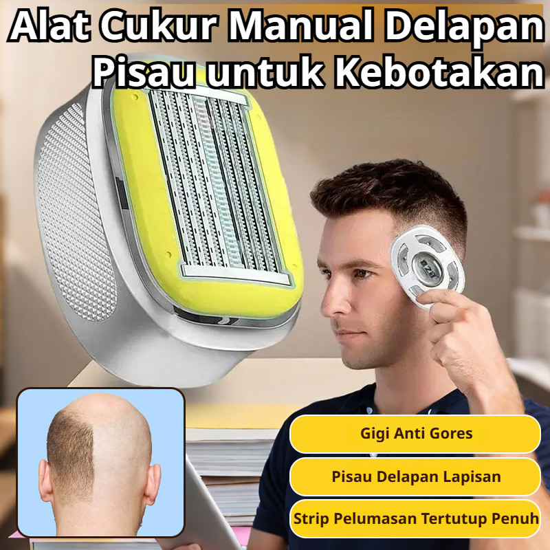 Cukur Botak Tanpa Rasa Sakit  Pencukur Manual 8 Bilah Untuk Botak Alat Cukur Botak / Pencukur Manual