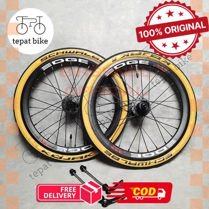 Wheelset 16 Plus 349 Edge + Strummer HM-280 6-Pawls 28H QR Disc / Roda Jadi Folding Bike - Wheelset