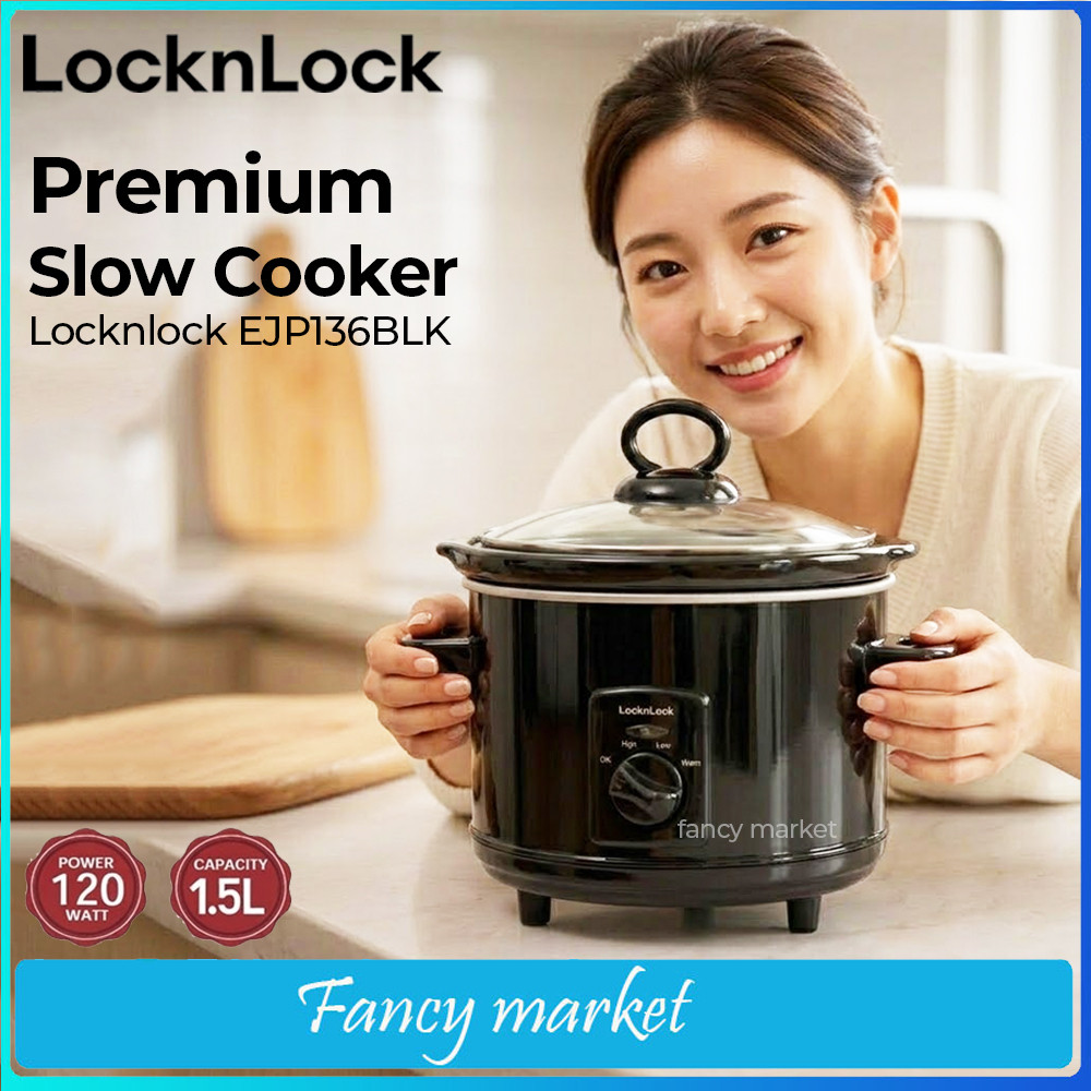 NEW SLOW COOKER LOCKNLOCK/Lock N Lock EJP136blk Kapasitas 1,5 Liter
