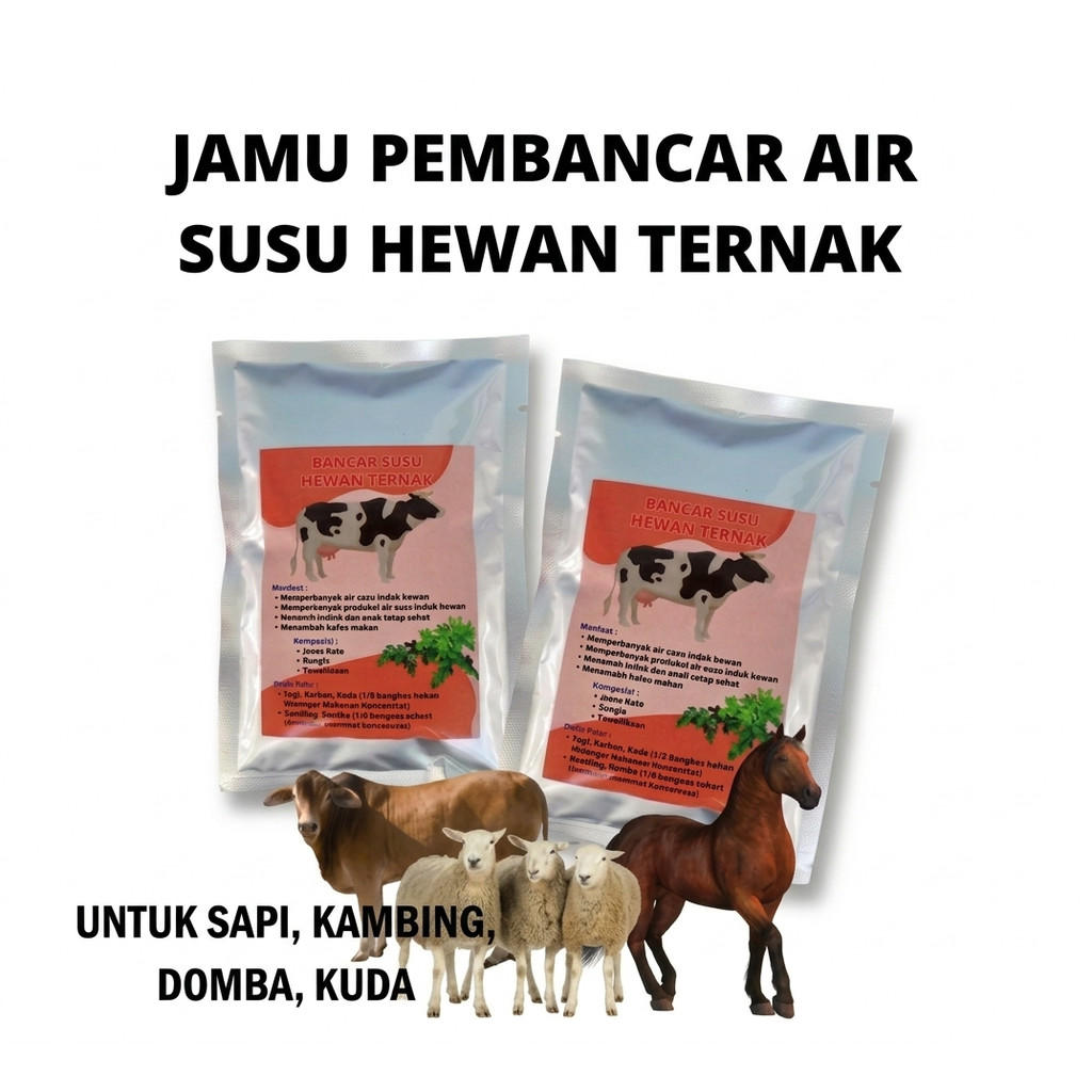 JAMU BANCAR SUSU MELANCARAN PRODUKSI SUSU INDUK HEWAN TERNAK SAPI KUDA BABI KAMBING DOMBA
