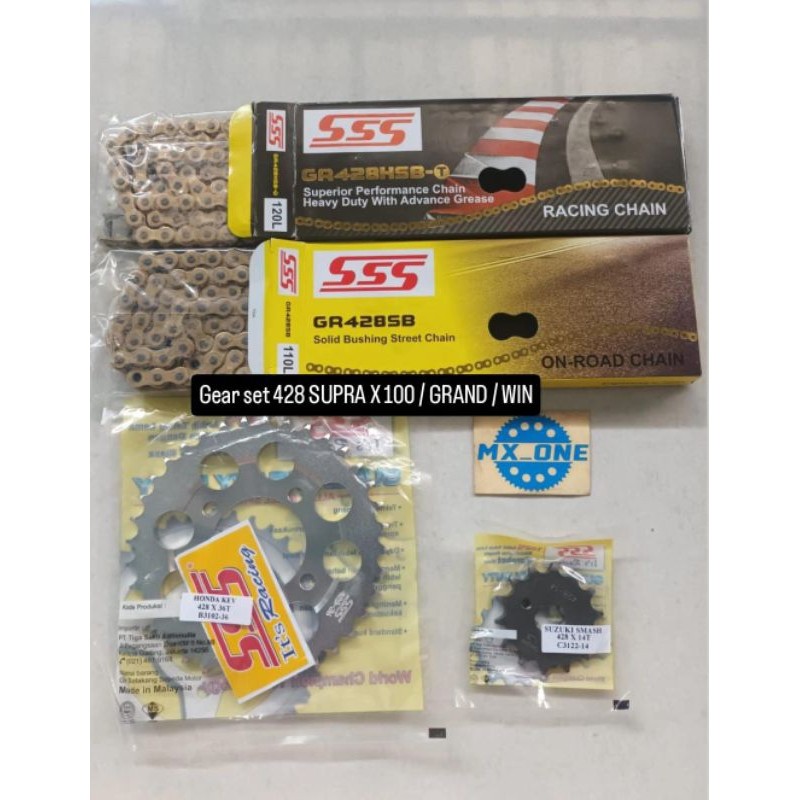 Gear set SSS 428 honda supra x 100 / grand / legenda / win 100