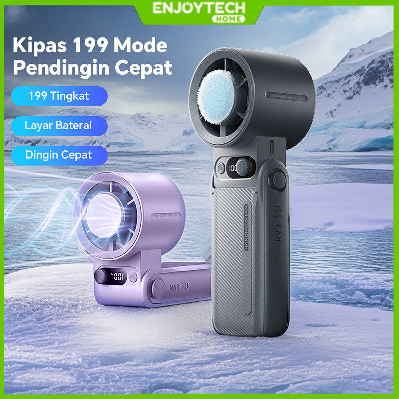 COD Kipas Turbin Mini Portable 6000mAh Baterai Besar Angin Kencang LED Display USB-C untuk Outdoor P