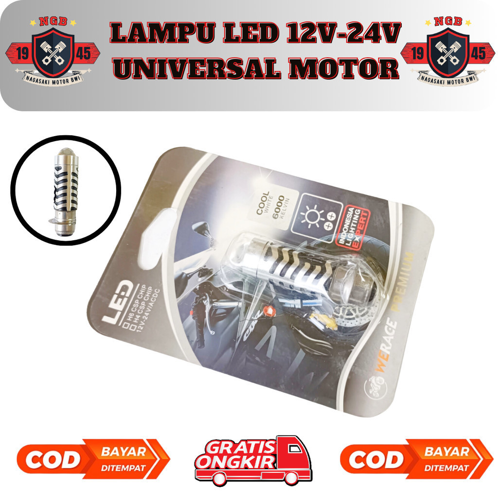 Lampu Led H6 Led Laser 2 Sisi Motor Depan - Lampu Led Original Motor Super Terang - Lampu Led 12V - 