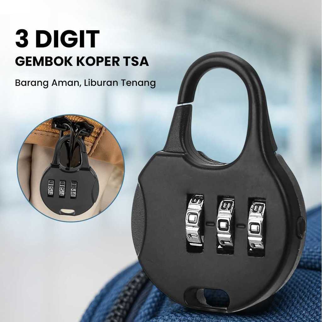 Gembok Mini Manlo Kode Angka 3 Digit untuk Pintu Loker & Tas Kerja

