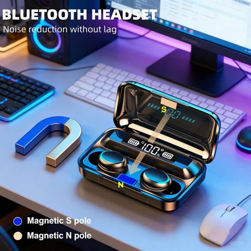 M10 Bluetooth Headset Hands-Free LED splay Bluetooth Headset Stereo Earbuds Music Waterproof Gaming 