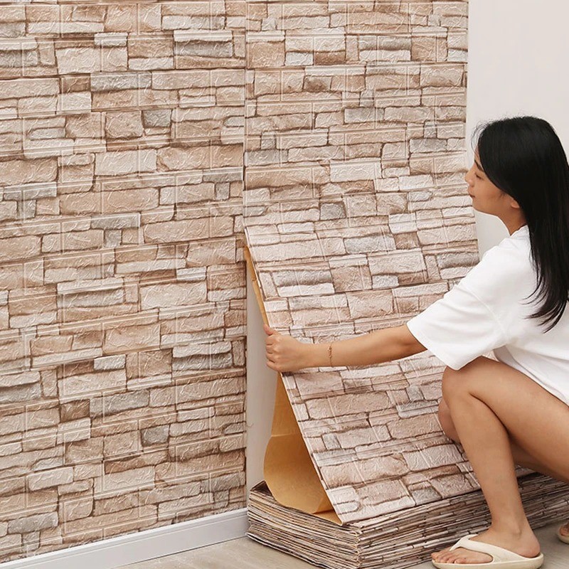 Wallpaper Stiker Dinding 3D Foam Wallfoam Batu Bata Tempel Tembok Multifungsi