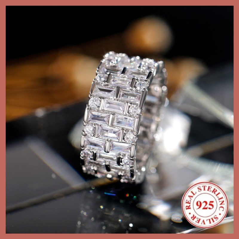 Ready Stock Cincin Pernikahan Zirkon Baru Perak Murni 925 Perhiasan Fashion Wanita Grosir
